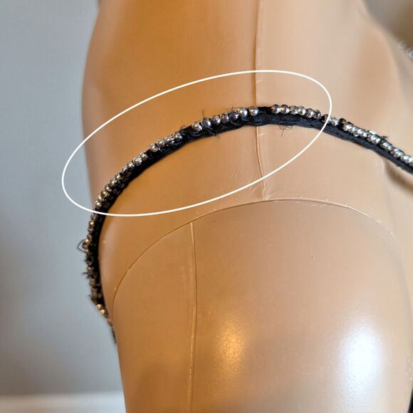 Vintage 90s Papell Boutique Midi Dress Beaded Silk Prom Formal Whimsygoth 10 - Picture 9 of 16